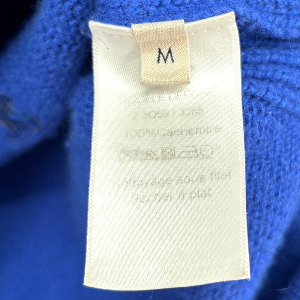 Celine Cashmere Crewneck Knit Sweater Blue Triomphe Logo Embroidered Pullover M - Picture 5 of 16